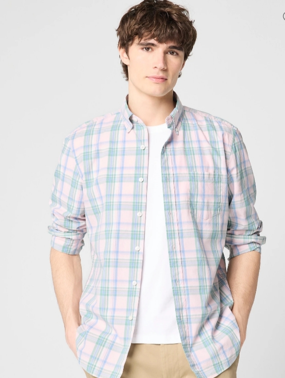 J. CREW Pastel Plaid Softest Cotton Button Down Men's Shirt | L - Picture 1 of 7
